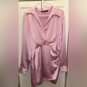 Zara Pink Satin skirt romper